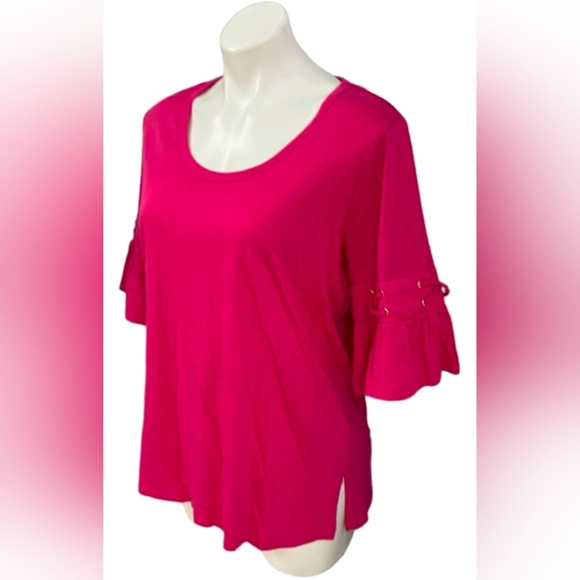 Michael Kors Ruffle Sleeve Pink Blouse Size L NWT MSRP $68 - Picture 1 of 7